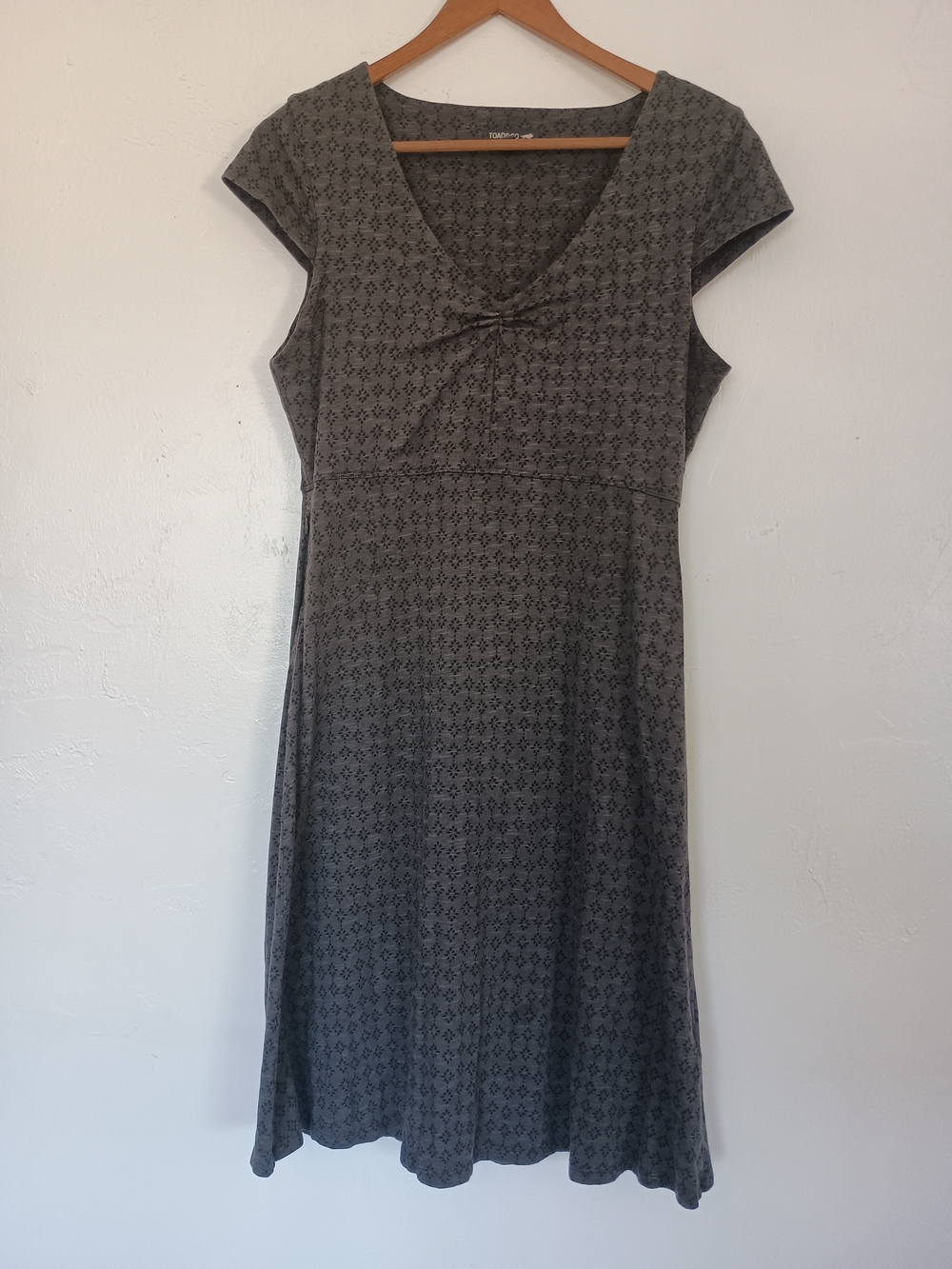 Toad&Co Organic Cotton Blend Rosemarie Dress Classic Gray Cap-Sleeve A-Line